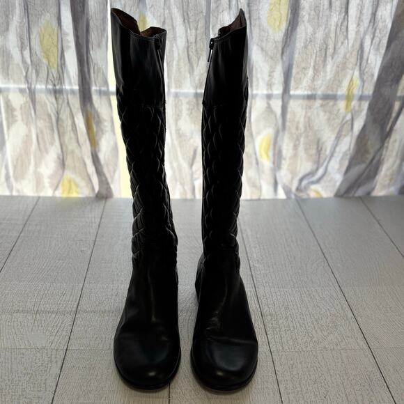 Corso Como Black Leather Over-the-Knee Boots Size 6 Quilted Shaft Zip Closure - Picture 1 of 12